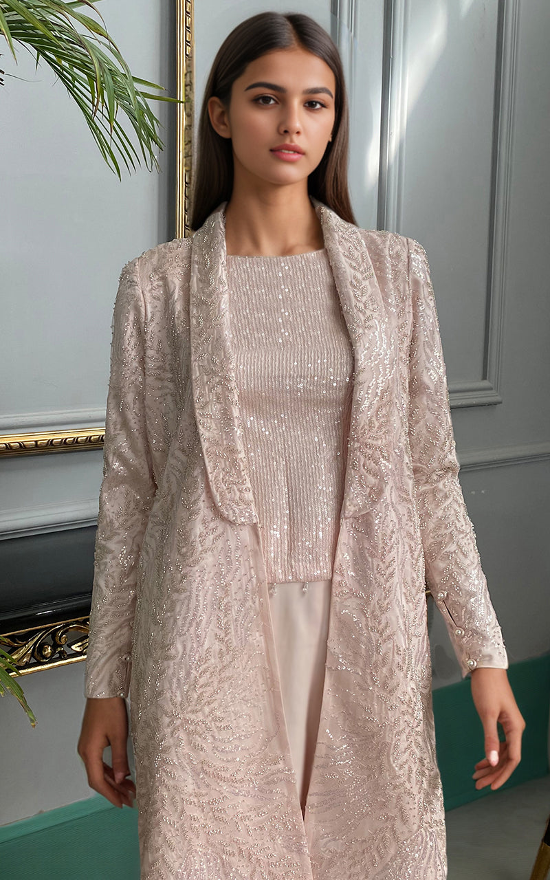 Threads and Motifs | Formal Dresses 25 | Net Embroidered jacket with trouser