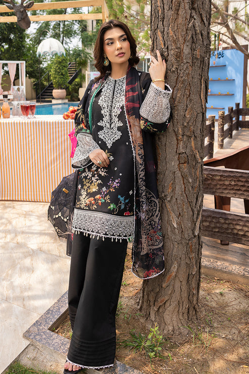 Saad Shaikh | Lawn 25 | Black - Zestel
