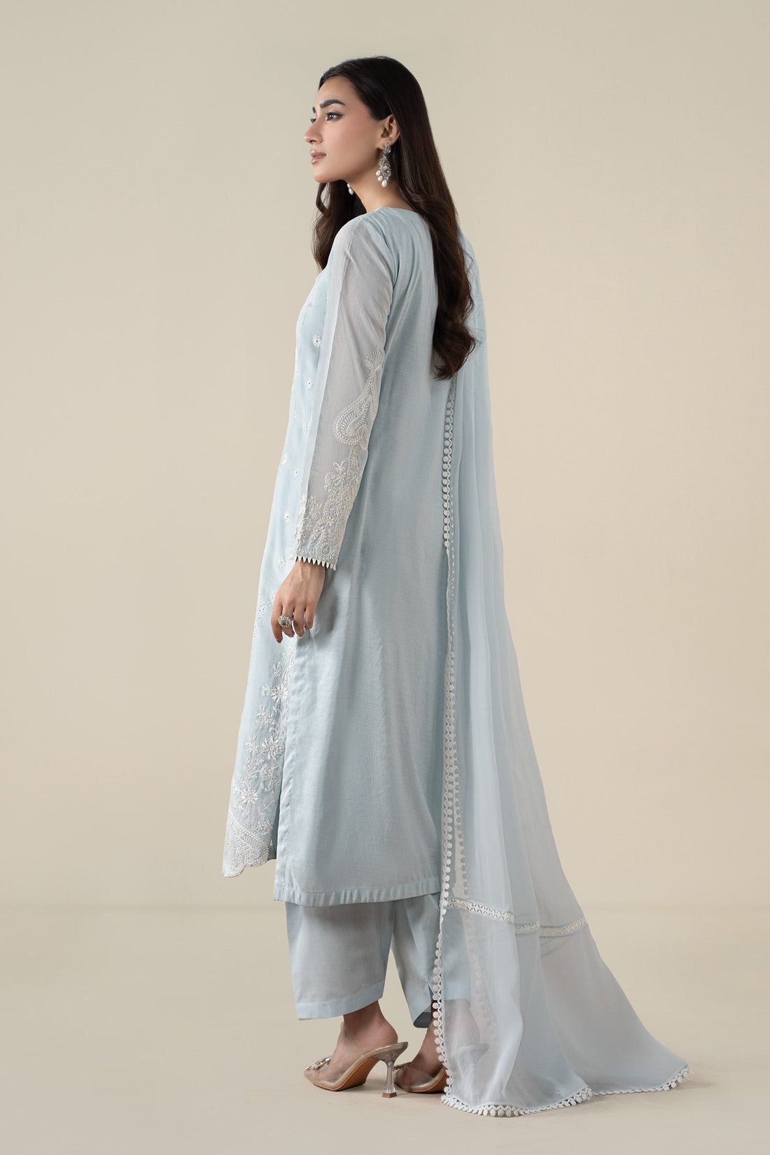 Maria B | Pre Fall Dresses | 3 Piece Embroidered Paper Cotton Suit GG