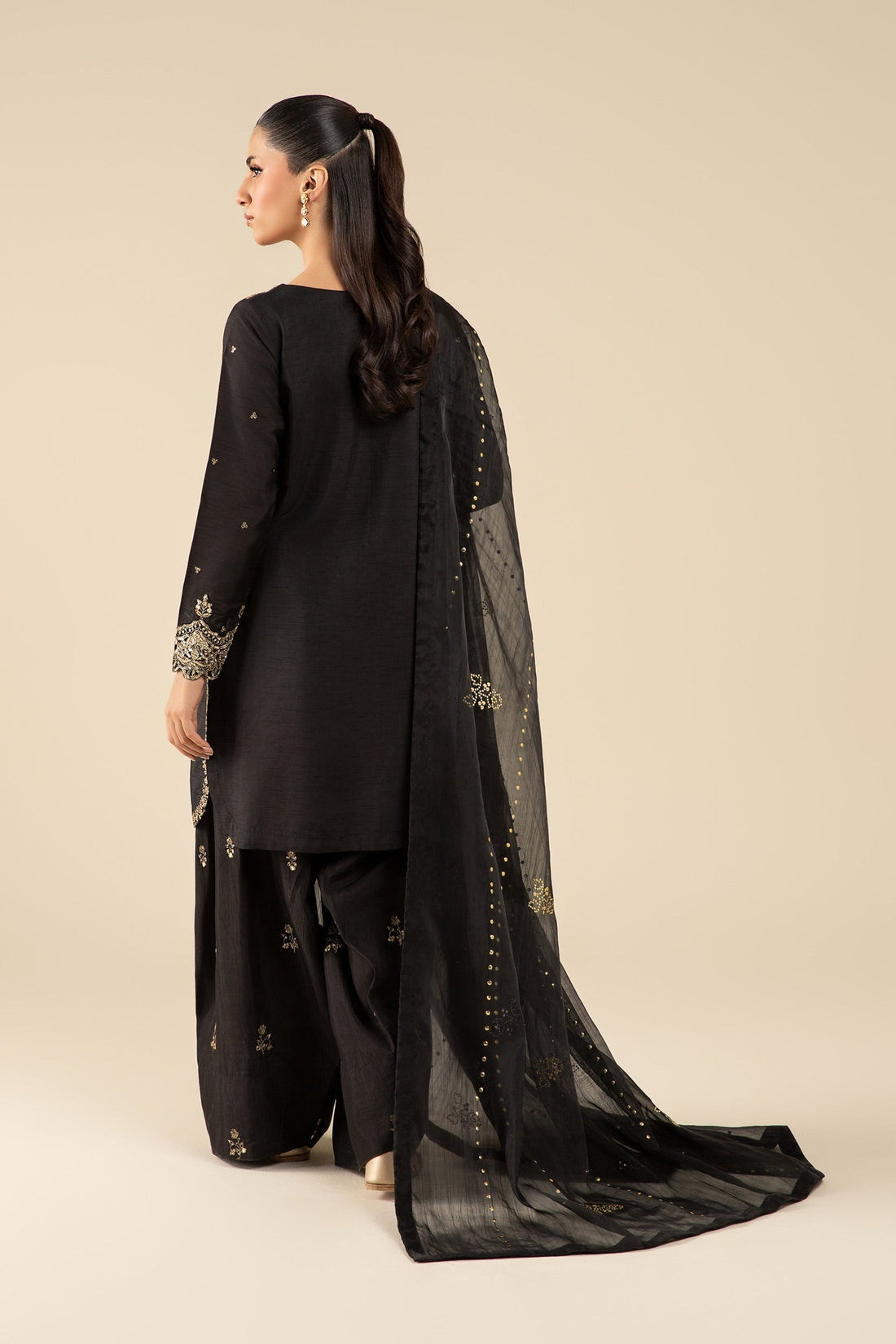 Maria B | Basics RTW | 3 Pc Embroidered Raw Silk Suit | MB-FS25-32-B
