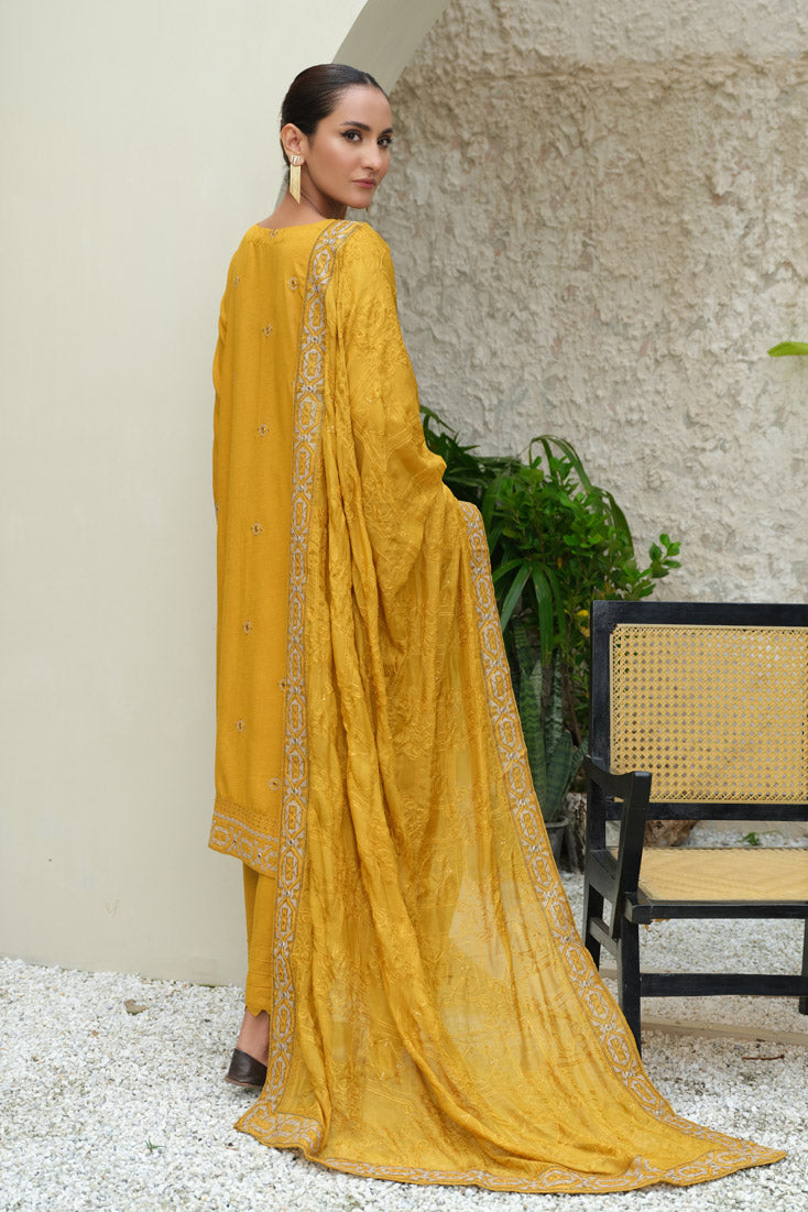 Marjjan | Aangan Embroidered Viscose | SKC-100 (MUSTARD)