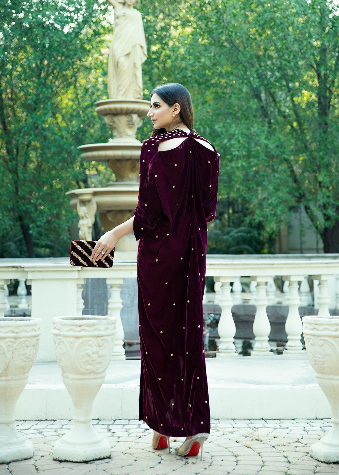 Purple Haze | Velvet Formals | Burgendy Velvet Kaftan