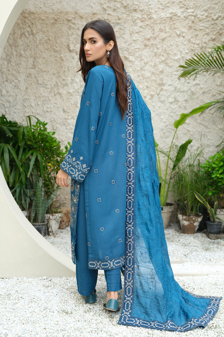 Marjjan | Aangan Embroidered Viscose | SKC-100 (TEAL BLUE)