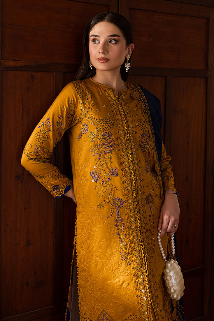 Marjjan | Aangan Embroidered Viscose | PEV-19 A (MUSTARD)