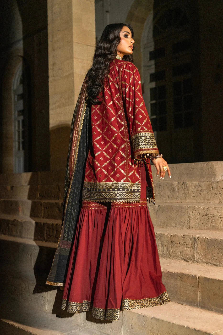 Alkaram | Spring Summer Festive 24 | Embroidered Cambric Red