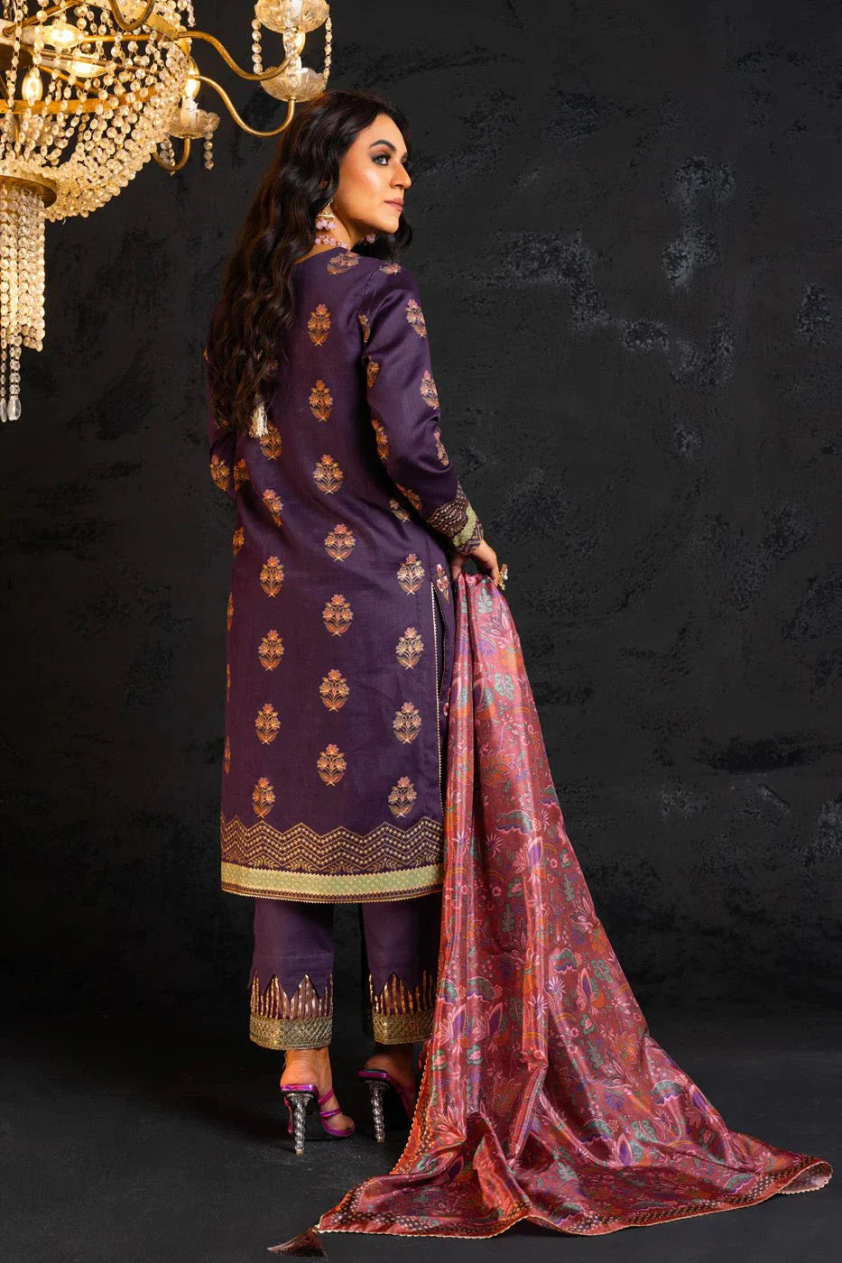 Alkaram | Spring Summer Festive 24 | Embroidered Cotton Satin Purple