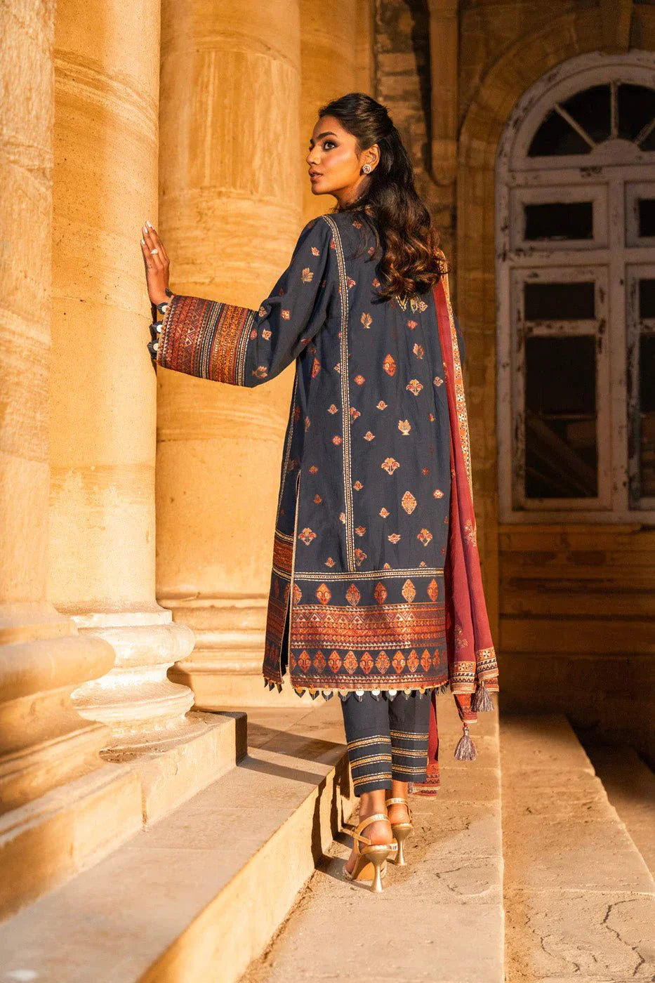 Alkaram | Spring Summer Festive 24 | Embroidered Jacquard Navy Blue