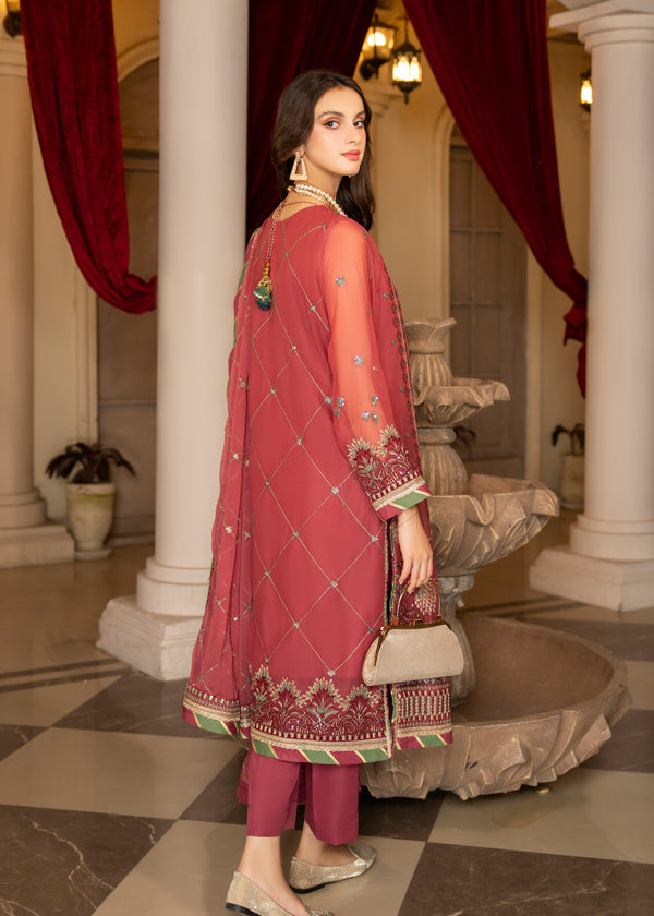 Strawberry | Rimjhim Chiffon Collection | FLS-RJ-003