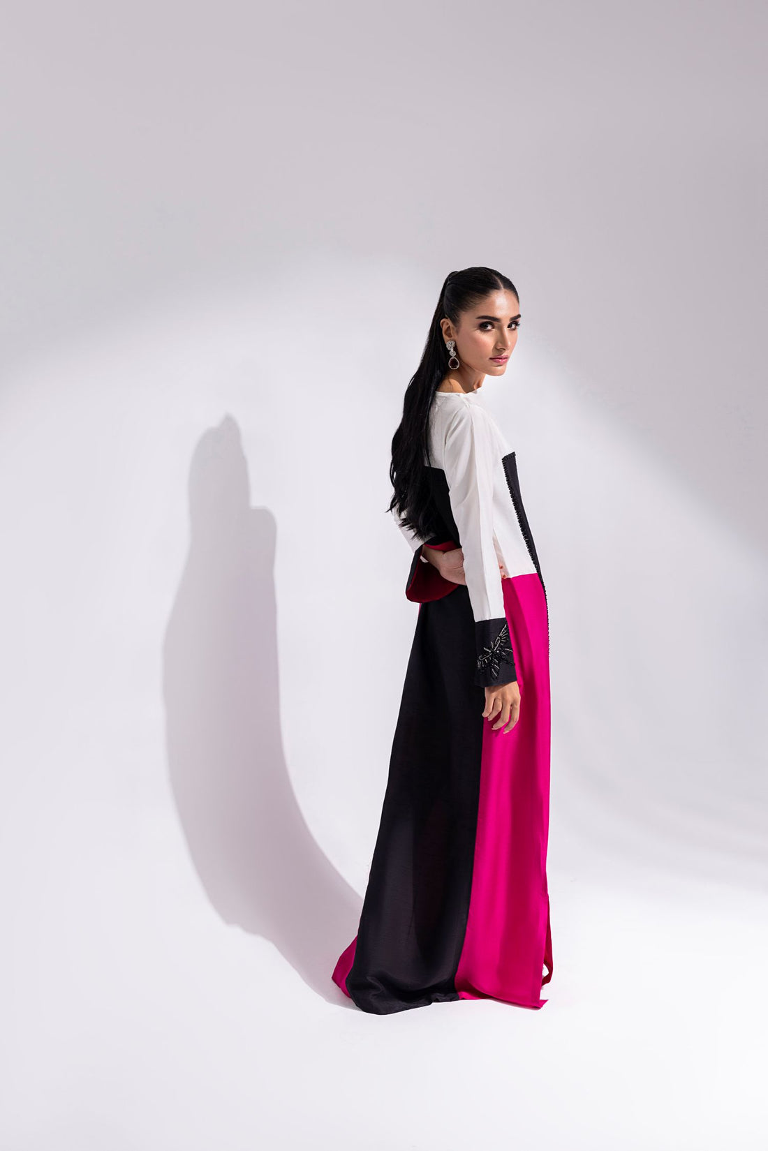 Amani | Aira Festive Wear | LYRA ÃÂ¢- Floor-Length Color Block Kaftan in Raw Silk